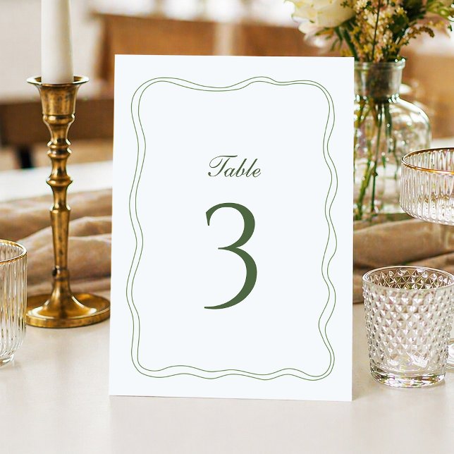 Invitación Elegant Sage Green Wedding Table Number (Subido por el creador)