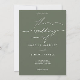 Invitación Elegant Sage Green & White Modern Script Wedding