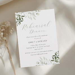Invitación Elegant Sage Greenery QR code Rehearsal Dinner