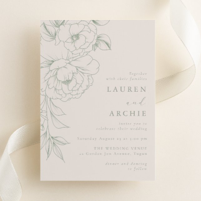 Invitación Elegant Sage Vintage Floral Wedding (Subido por el creador)