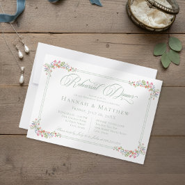 Invitación Elegant Sage Wildflower Crest Wedding Rehearsal