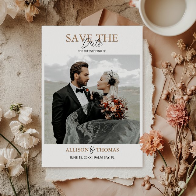 Invitación Elegant Save the Date QR Code Photo Boda (Save time and reduce wedding planning stress with this QR code Save the Date card.)