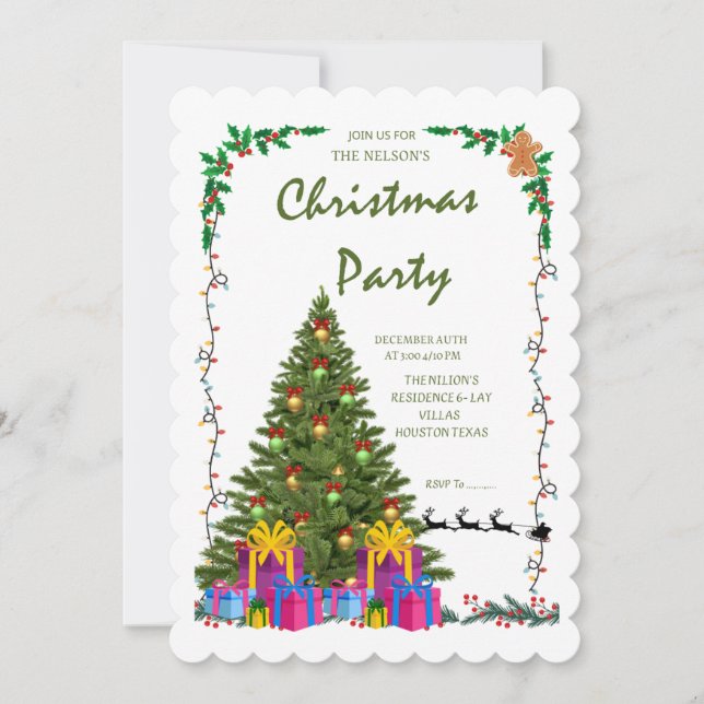 Invitación Elegant Scalloped Edge Christmas Party Invite" (Anverso)