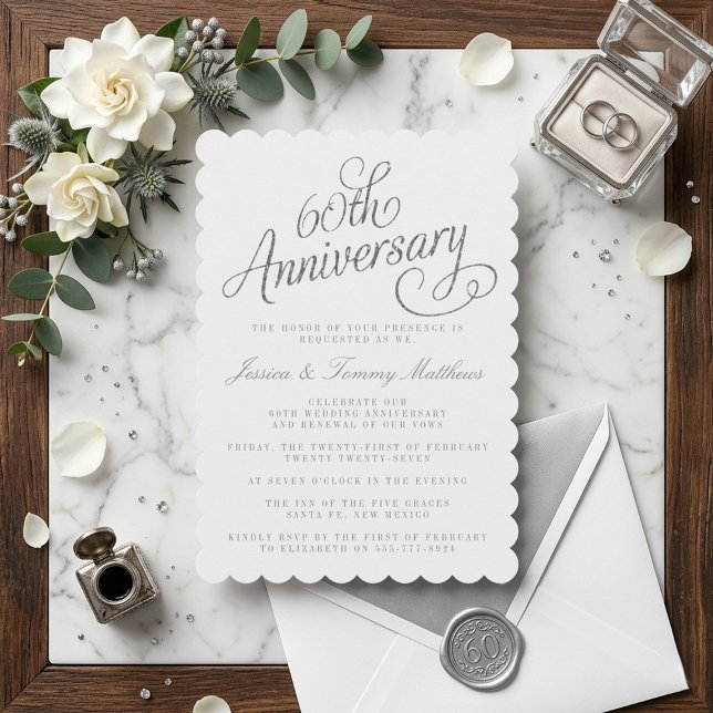 Invitación Elegant Script 60th Diamond Wedding Anniversary (Subido por el creador)