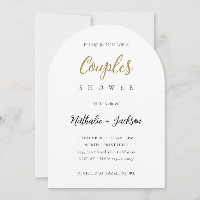 Invitación Elegant Script Arch Photo Couples Bridal Shower  (Anverso)
