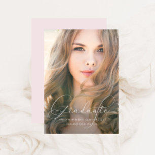 Invitación Elegant Script Blush Photo Graduation Party