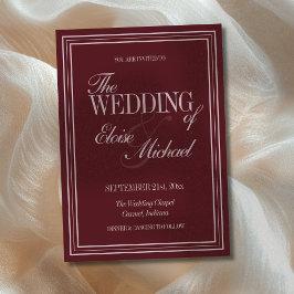 Invitación Elegant Script Burgundy Red Formal Wedding