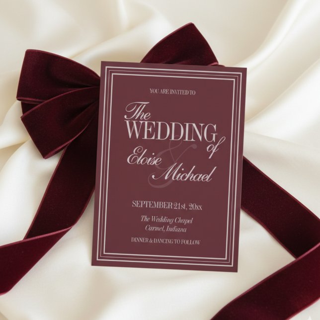 Invitación Elegant Script Burgundy Red Formal Wedding  (Elegant Script Burgundy Red Formal Wedding Invitation)