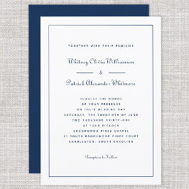 Invitación Elegant Script Classic Navy White Formal Weddings