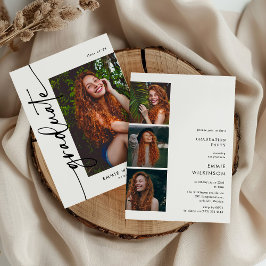 Invitación Elegant Script Graduate 4 Photo Collage Graduation