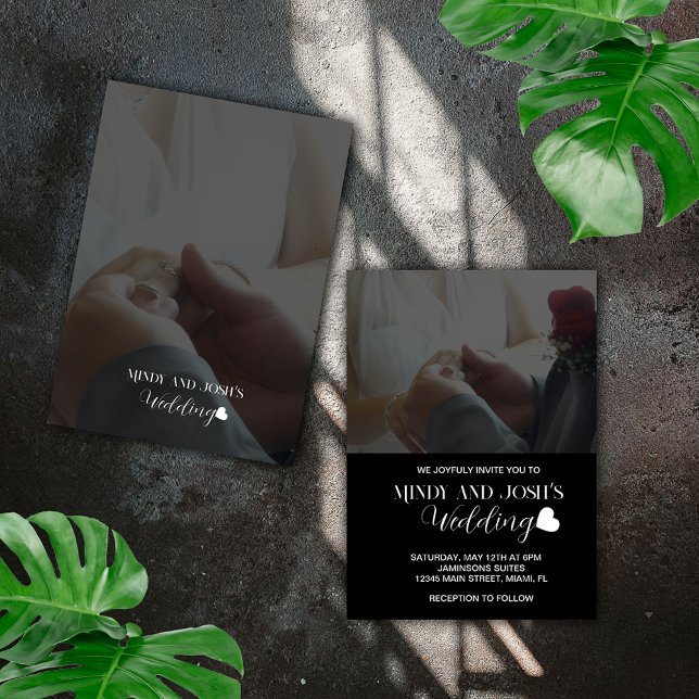 Invitación Elegant Script Heart Two Photo  (Subido por el creador)