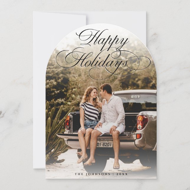 Invitación Elegant Script Modern Arch 1 Photo Christmas Card (Anverso)