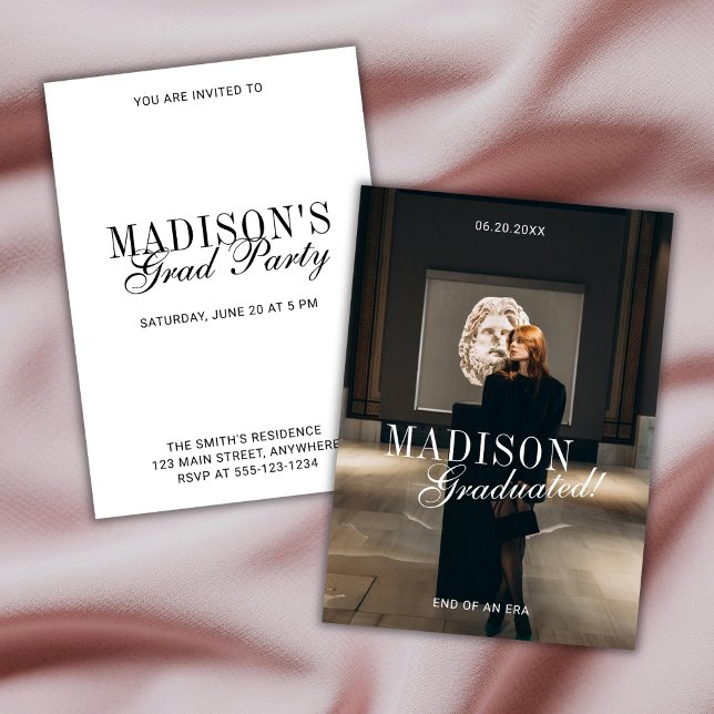 Invitación Elegant Script Modern Photo Graduation Party (Subido por el creador)