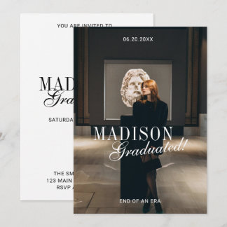 Invitación Elegant Script Modern Photo Graduation Party