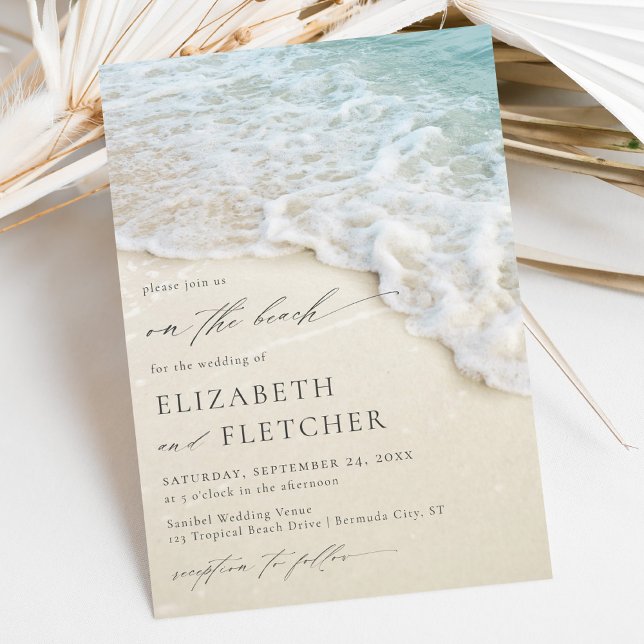 Invitación Elegant Script On The Beach Wedding (Subido por el creador)
