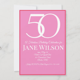 Invitación Elegant Script Pink 50th Birthday Party 
