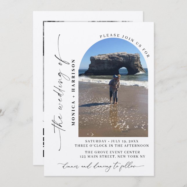 Invitación Elegant Script Wedding QR Code Invitation (Anverso / Reverso)