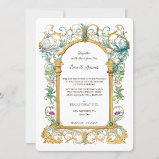 Invitación Elegant Scrollwork Floral Regal Botanical Wedding