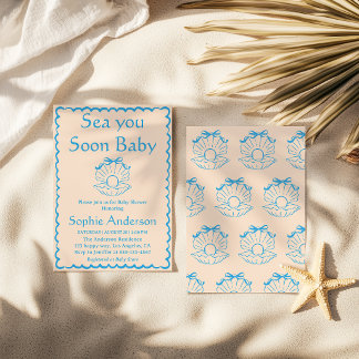 Invitación Elegant Seashell Sea You Soon Baby Shower
