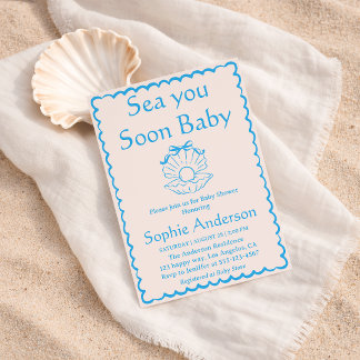 Invitación Elegant Seashell Sea You Soon Baby Shower