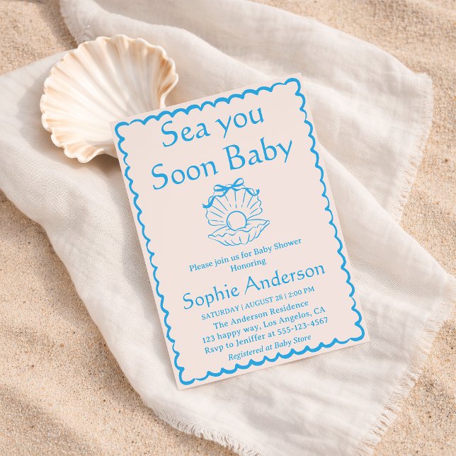 Invitación Elegant Seashell Sea You Soon Baby Shower (Subido por el creador)