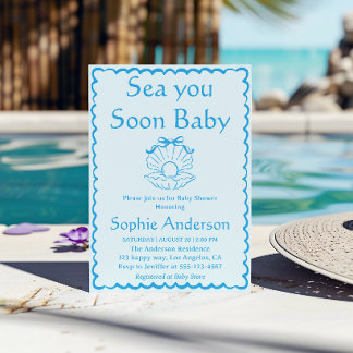 Invitación Elegant Seashell Sea You Soon Baby Shower