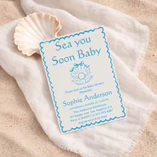 Invitación Elegant Seashell Sea You Soon Baby Shower