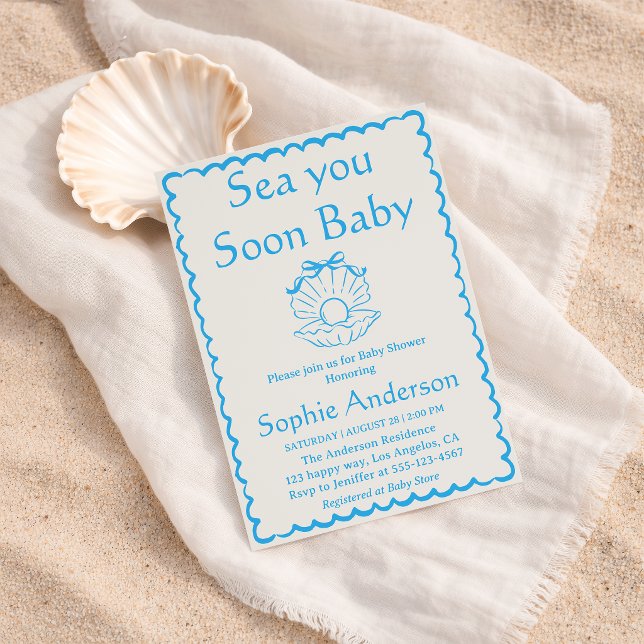 Invitación Elegant Seashell Sea You Soon Baby Shower (Subido por el creador)
