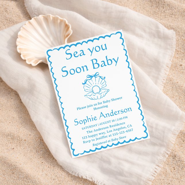 Invitación Elegant Seashell Sea You Soon Baby Shower (Subido por el creador)