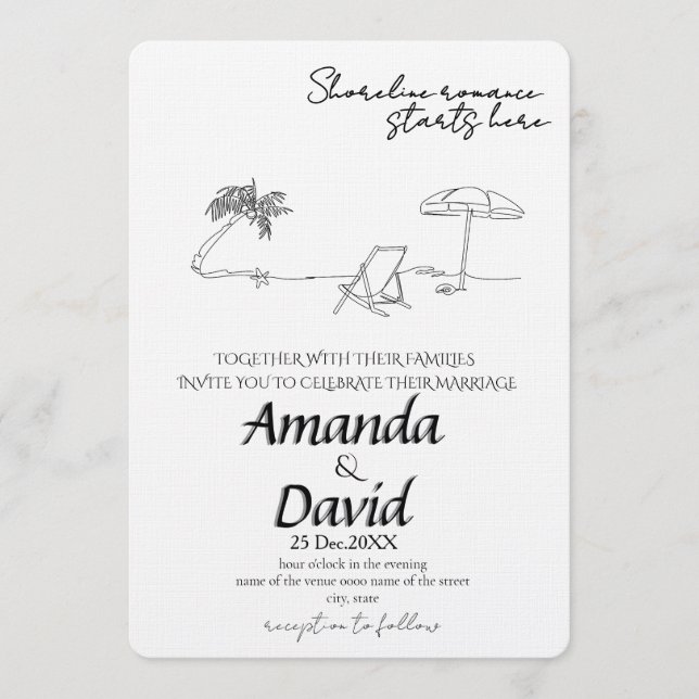 Invitación Elegant Seaside Beach Wedding Invitation (Anverso)