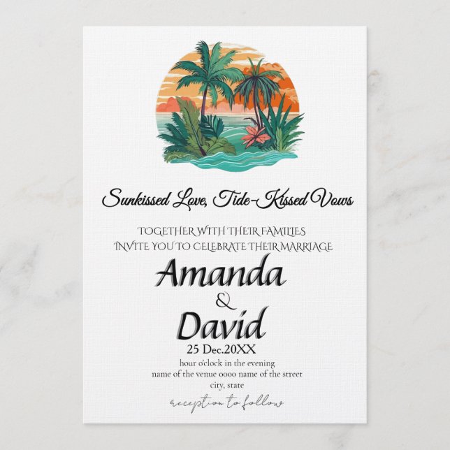 Invitación Elegant Seaside Beach Wedding Invitation (Anverso)
