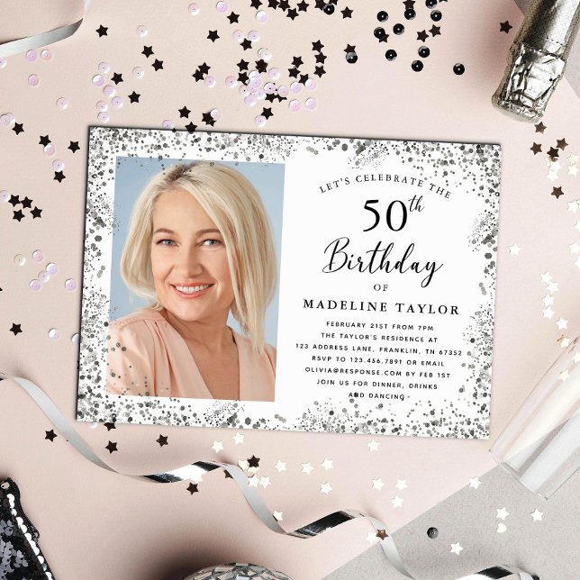 Invitación Elegant Silver 50th Birthday (Subido por el creador)