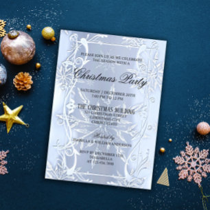 Invitación Elegant Silver Crystal Snowflake Christmas Party