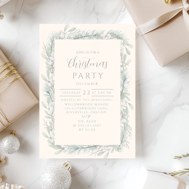 Invitación Elegant Silver Pine Winter Christmas (Subido por el creador)