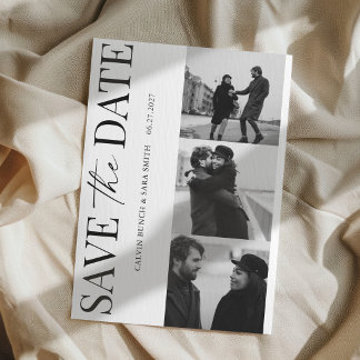 Invitación Elegant Simple Black and White Photo Save the Date