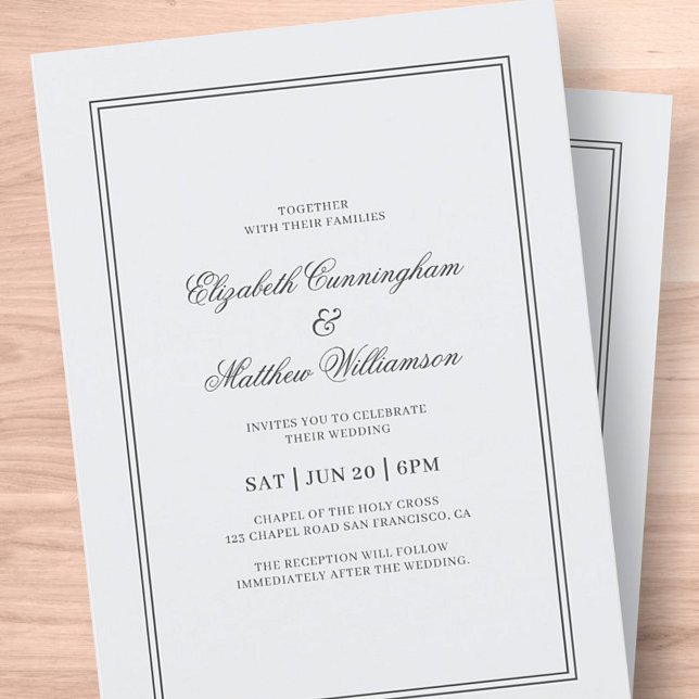 Invitación Elegant Simple Classic White Wedding (Subido por el creador)