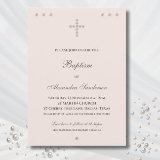 Invitación Elegant Simple Cross Christian Baptism