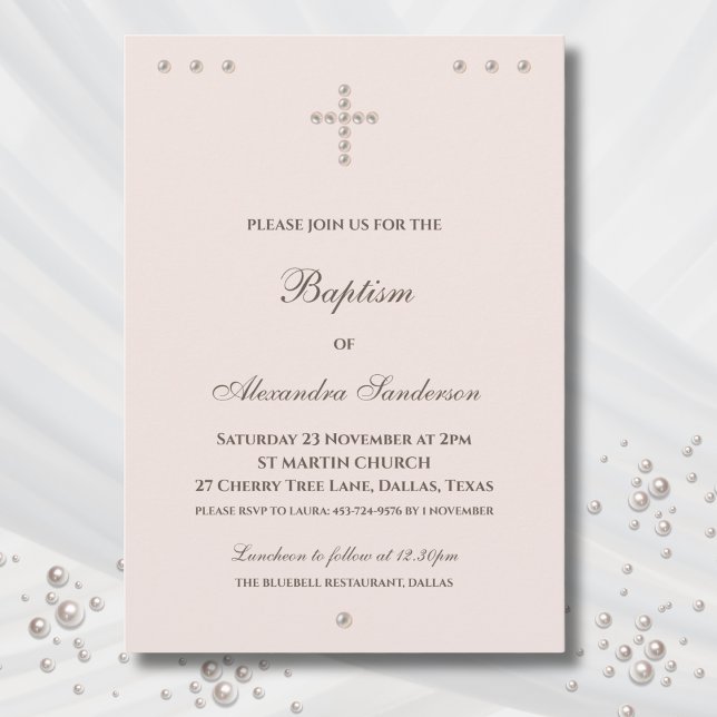 Invitación Elegant Simple Cross Christian Baptism (Subido por el creador)