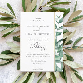 Invitación Elegant simple eucalyptus greenery modern wedding 