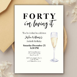Invitación Elegant Simple I'm Loving It 40th Birthday