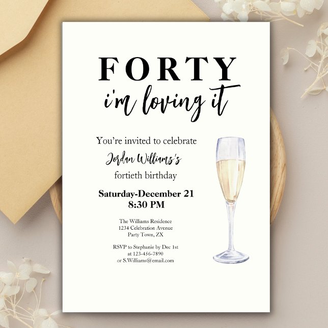 Invitación Elegant Simple I'm Loving It 40th Birthday (Subido por el creador)