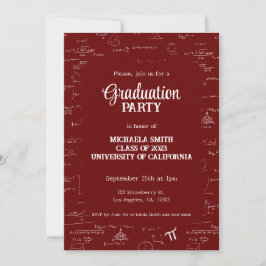 Invitación Elegant Simple Maroon Photo Math Graduation