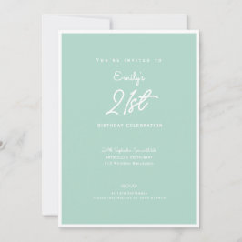Invitación Elegant Simple Modern Mint 21st Birthday Party