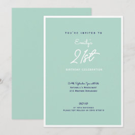 Invitación Elegant Simple Modern Mint 21st Birthday Party