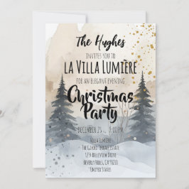 Invitación Elegant Snowy Hill Pine Winter Christmas Party 