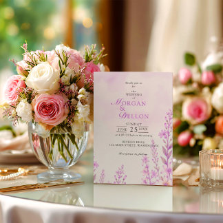 Invitación Elegant Soft Blush Lavender Floral Wedding