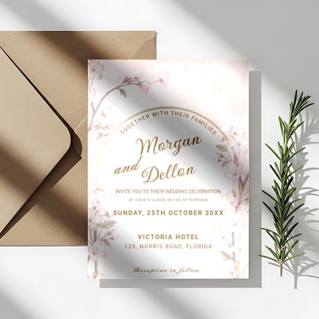 Invitación Elegant Soft Blush Pink Cherry Blossom Wedding (Subido por el creador)