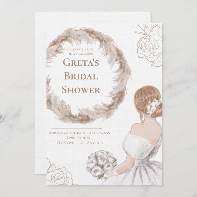 Invitación Elegant Soft Bridal Shower Invite (Anverso / Reverso)