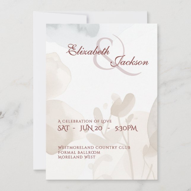 Invitación Elegant Soft Romantic Botanical Script Wedding  (Anverso)