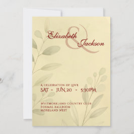 Invitación Elegant Soft Romantic Botanical Script Wedding